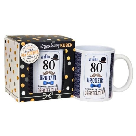 Przejdź do produktu Kubek na 80 urodziny dla mężczyzny (wąs) #3309-UR13-80