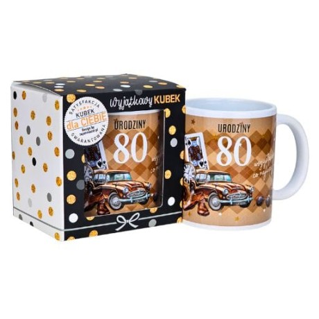 Przejdź do produktu Kubek na 80 urodziny dla mężczyzny (brązowe auto) #3309-UR14-80