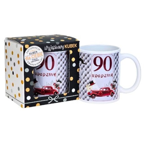 Przejdź do produktu Kubek na 90 urodziny dla mężczyzny (bordowe auto) #3309-UR11-90