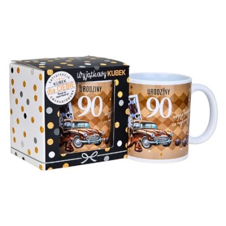 Przejdź do produktu Kubek na 90 urodziny dla mężczyzny (brązowe auto) #3309-UR14-90