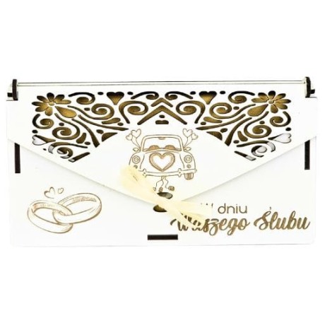 Przejdź do produktu Pudełko na pieniądze ślubne dla Młodej Pary - koperta #3370A-SL1Z