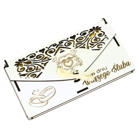 Przejdź do produktu Pudełko na pieniądze ślubne dla Młodej Pary - koperta #3370A-SL1Z