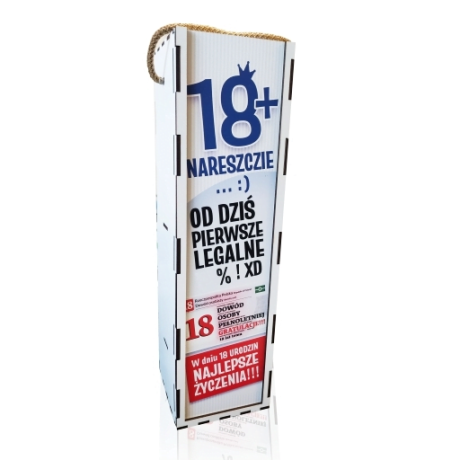 Przejdź do produktu Skrzynka pudełko na butelkę alkoholu 18-stka Dowód Chłopak #3311DM