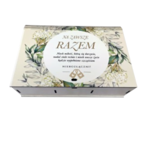 Przejdź do produktu Pudełko dzielone na gadżety Młodej Pary Ślub seria Biały Bez #3307BB