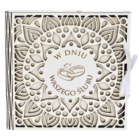 Przejdź do produktu Pudełko na pieniądze ślubne kwadratowe – prezent dla Młodej Pary – seria AŻUR  #3308A-SL3B