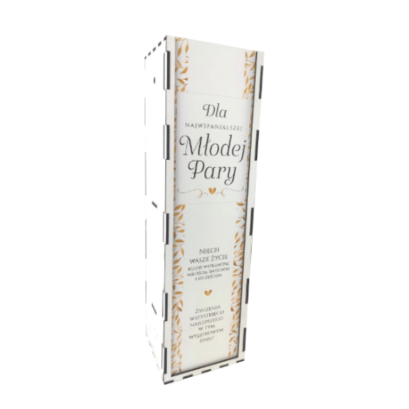 Przejdź do produktu Skrzynka pudełko na butelkę alkoholu ŚLUB Złote Liście #3311ZL