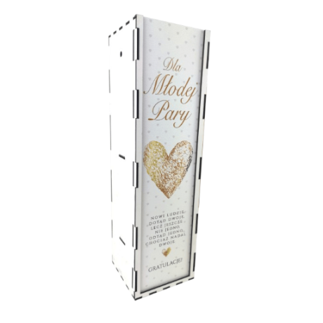 Przejdź do produktu Skrzynka pudełko na butelkę alkoholu ŚLUB Serce Złote #3311SE