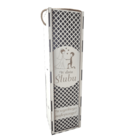 Przejdź do produktu Skrzynka pudełko na butelkę wina ŚLUB seria AŻUR4 #3311SA4
