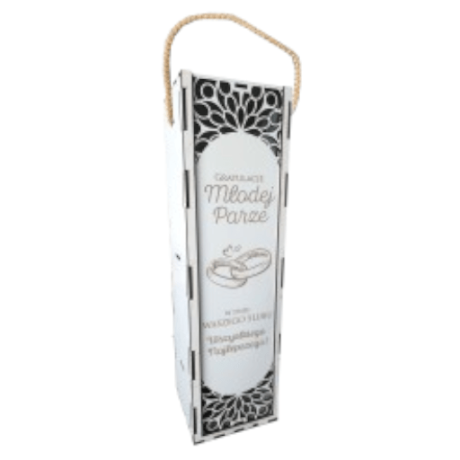 Przejdź do produktu Skrzynka pudełko na butelkę wina ŚLUB seria AŻUR #3311A-SL2