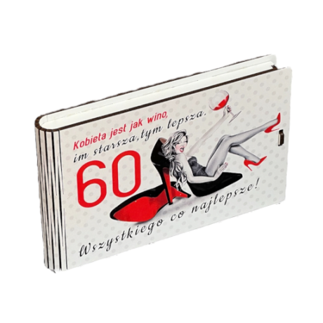 Przejdź do produktu Pudełko na pieniądze banknotówka na 60 urodziny SZPILKA #3302SZP60
