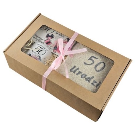 Przejdź do produktu Zestaw kubek + banknotówka + ręcznik na 50 urodziny Elegantka Pani #3327EPI50