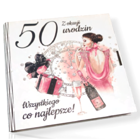 Przejdź do produktu Pudełko na pieniądze kwadratowa 50 urodziny Elegantka Pani #3308EPI50