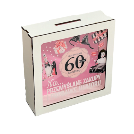 Przejdź do produktu Skarbonka z okienkiem na 60 urodziny Pani Gadżet #3301PIG60