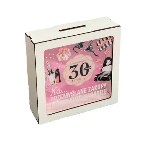 Przejdź do produktu Skarbonka z okienkiem na 30 urodziny Pani Gadżet #3301PIG30