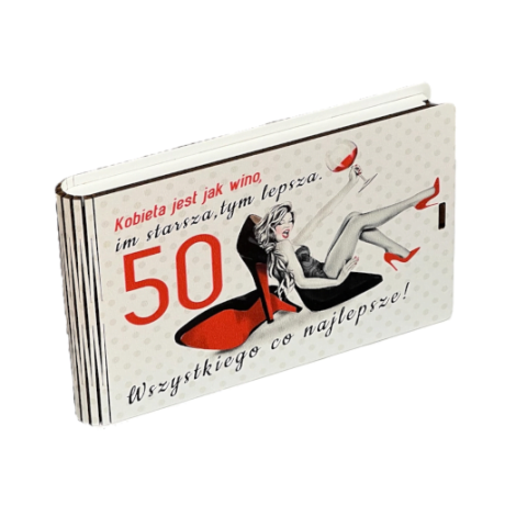 Przejdź do produktu Pudełko na pieniądze banknotówka na 50 urodziny SZPILKA #3302SZP50