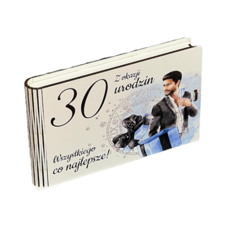 Przejdź do produktu Pudełko na pieniądze banknotówka na 30 urodziny ZEGAR M #3302ZM30