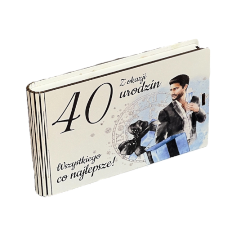 Przejdź do produktu Pudełko na pieniądze banknotówka na 40 urodziny ZEGAR M #3302ZM40