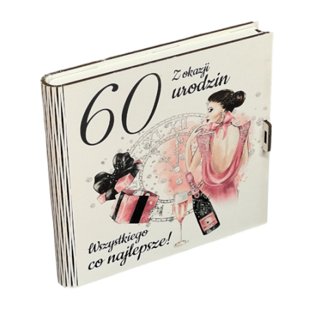 Przejdź do produktu Pudełko na pieniądze kwadratowa 60 urodziny ZEGAR K#3308ZK60