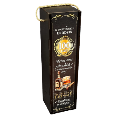Przejdź do produktu Skrzynka pudełko na butelkę alkoholu 100 Urodziny WHISKY #3311WH100
