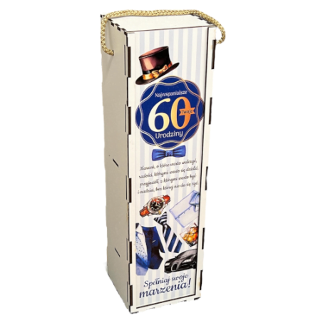 Przejdź do produktu Skrzynka pudełko na butelkę alkoholu 60 Urodziny GadżetyM #3311GM60