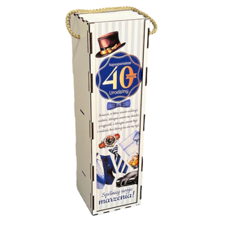 Przejdź do produktu Skrzynka pudełko na butelkę alkoholu 40 Urodziny GadżetyM #3311GM40