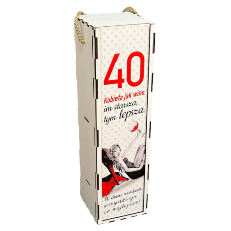 Przejdź do produktu Skrzynka pudełko na butelkę alkoholu na 40 urodziny Szpilka #3311SZP40