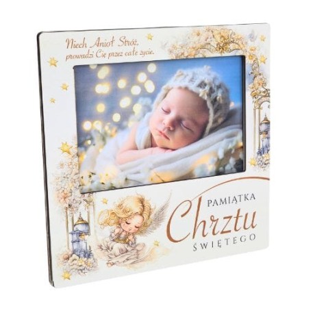 Przejdź do produktu Ramka na zdjęcie na chrzest aniołek #3310CHAN
