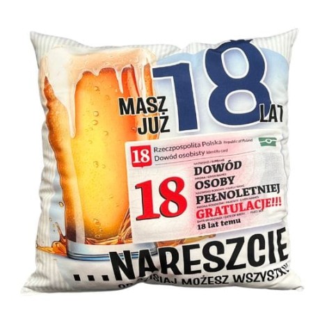 Przejdź do produktu Poduszka okolicznościowa na 18 urodziny #3335DC18