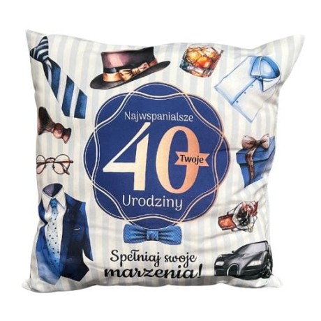 Przejdź do produktu Poduszka okolicznościowa na 40 urodziny #3335PNG40