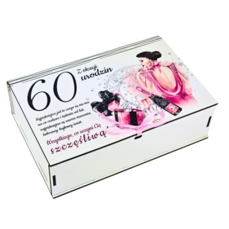 Przejdź do produktu Pudełko dzielone na gadżety 60 urodziny Elegantka Pani #3307EPI60