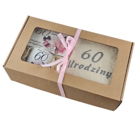 Przejdź do produktu Zestaw kubek + banknotówka + ręcznik na 60 urodziny Elegantka Pani #3327EPI60