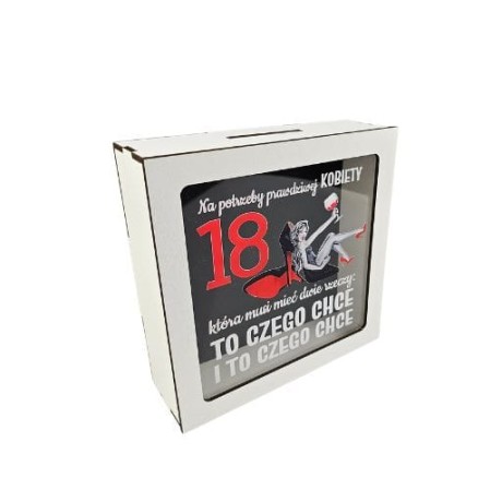 Przejdź do produktu Skarbonka z okienkiem 18-stka Szpilka #3301SZ18