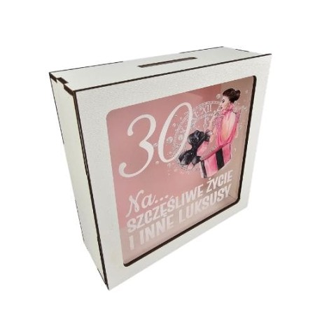Przejdź do produktu Skarbonka z okienkiem 30 urodziny Elegantka Pani #3301EPI30