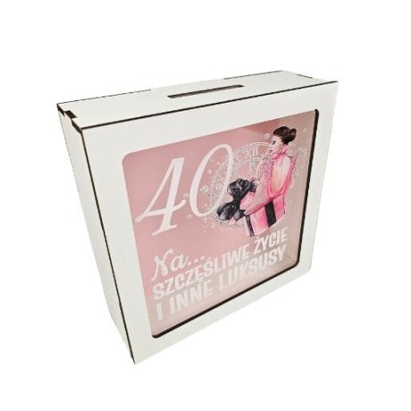 Przejdź do produktu Skarbonka z okienkiem 40 urodziny Elegantka Pani #3301EPI40