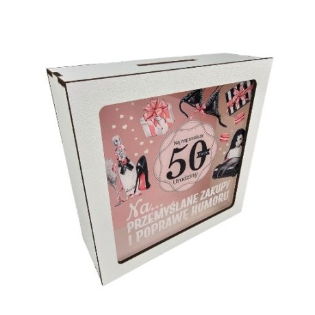 Przejdź do produktu Skarbonka z okienkiem na 50 urodziny Pani Gadżet #3301PIG50