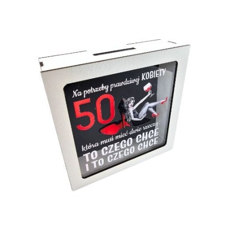 Przejdź do produktu Skarbonka z okienkiem na 50 urodziny Szpilka #3301SZ50