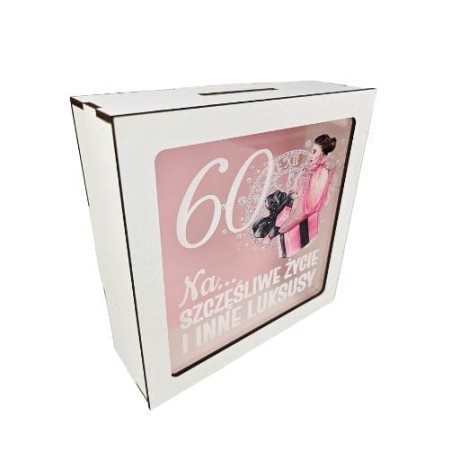 Przejdź do produktu Skarbonka z okienkiem na 60 urodziny Elegantka Pani #3301EPI60