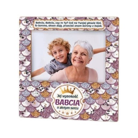 Przejdź do produktu Ramka na zdjęcie – Jej wysokość Babcia o złotym sercu – dzień babci #3310B2