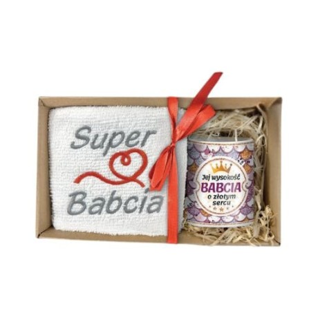 Przejdź do produktu Zestaw ręcznik + kubek – Jej wysokość Babcia o złotym sercu – dzień babci #3328B2