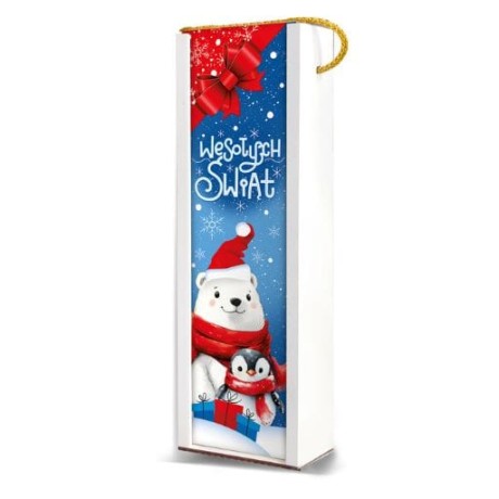 Przejdź do produktu Świąteczna skrzynka pudełko na butelkę alkoholu na mikołajki Boże Narodzenie - Miś - #3311BN6