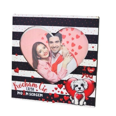 Przejdź do produktu Ramka na zdjęcie dla zakochanych Walentynki - Pieski Paski - #3310WAL2