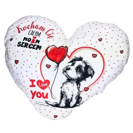 Przejdź do produktu Poduszka Serce dla zakochanych Walentynki - Pieski Kropki - #3349WAL2