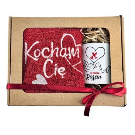 Przejdź do produktu Zestaw RĘCZNIK + KUBEK  haft Kocham Cię #3328WAL7
