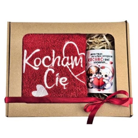 Przejdź do produktu Zestaw RĘCZNIK + KUBEK  haft Kocham Cię #3328WAL3b