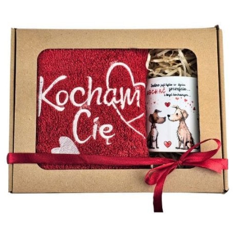 Przejdź do produktu Zestaw RĘCZNIK + KUBEK  haft Kocham Cię #3328WAL6