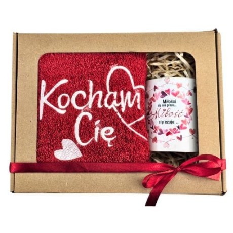 Przejdź do produktu Zestaw RĘCZNIK + KUBEK  haft Kocham Cię #3328WAL5