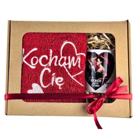 Przejdź do produktu Zestaw RĘCZNIK + KUBEK  haft Kocham Cię #3328WAL4a