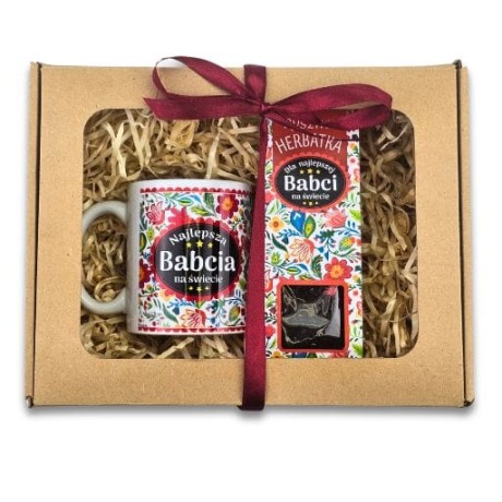 Przejdź do produktu Zestaw KUBEK + HERBATA - Najlepsza Babcia na świecie - dzień babci  #3357B1