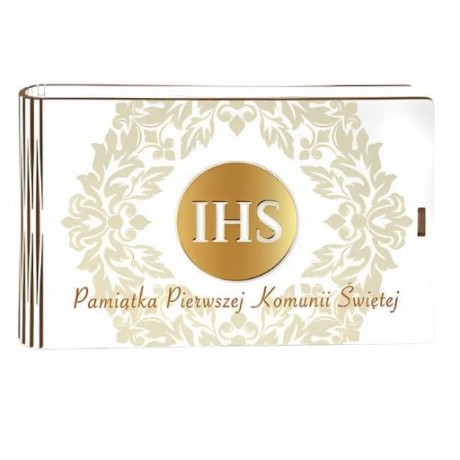 Przejdź do produktu Pudełko na pieniądze banknotówka KOMUNIA - Złoty IHS - #3302-KOM5