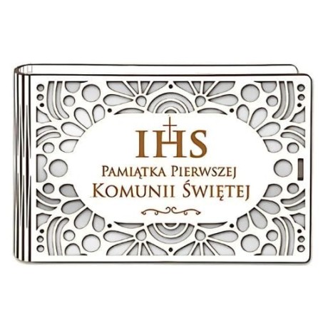 Przejdź do produktu Pudełko na pieniądze banknotówka KOMUNIA - Ażur - #3302A-KOM3B